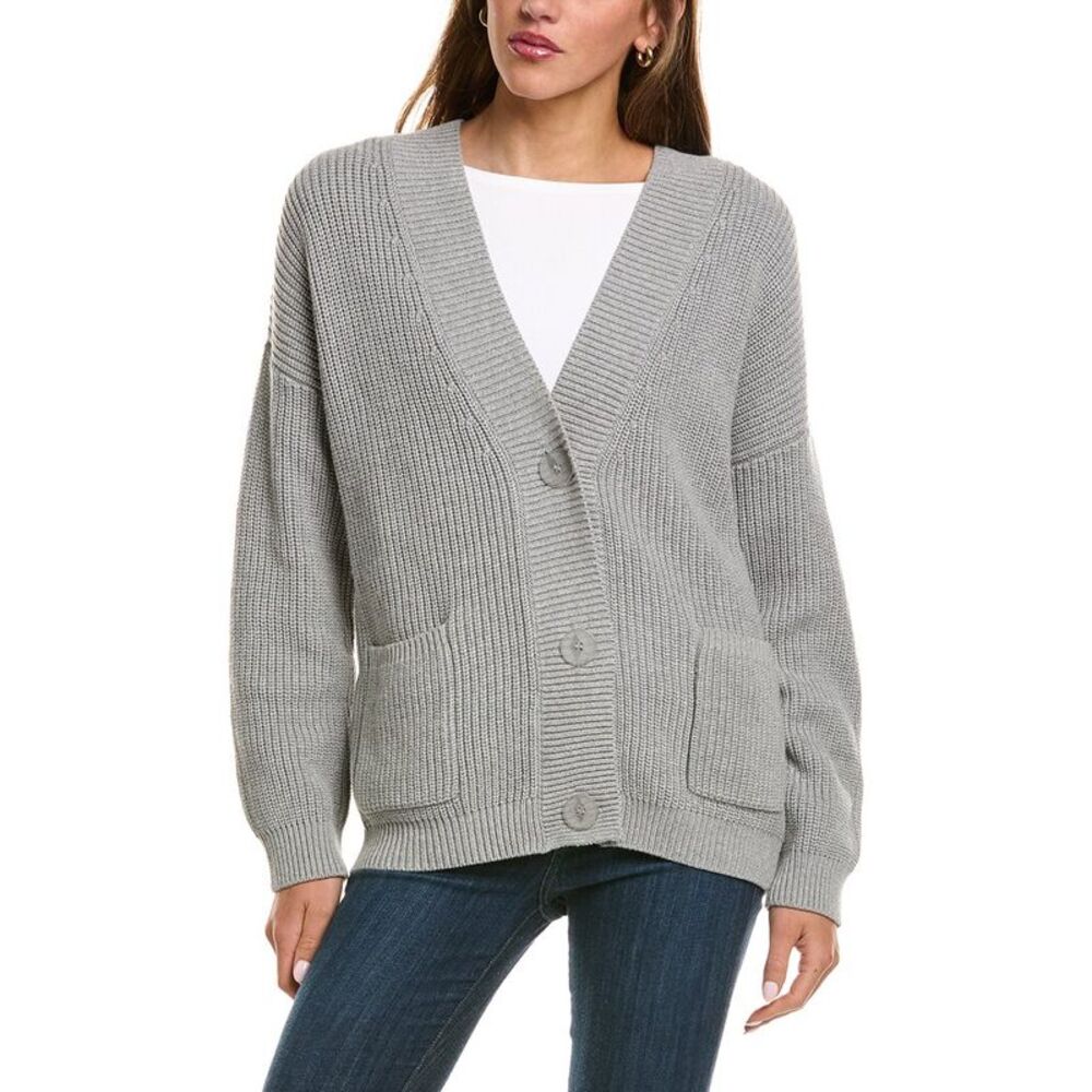 525 America Womens Brooklyn Relaxed Pocket Cardigan, Grey